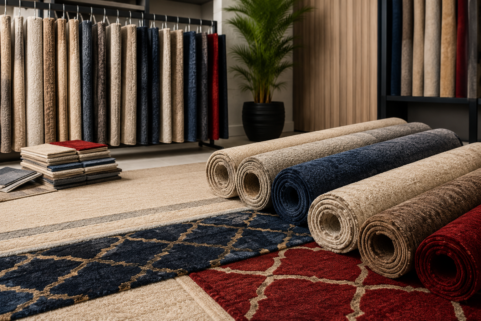 Custom carpet installed in a Dubai villa living room