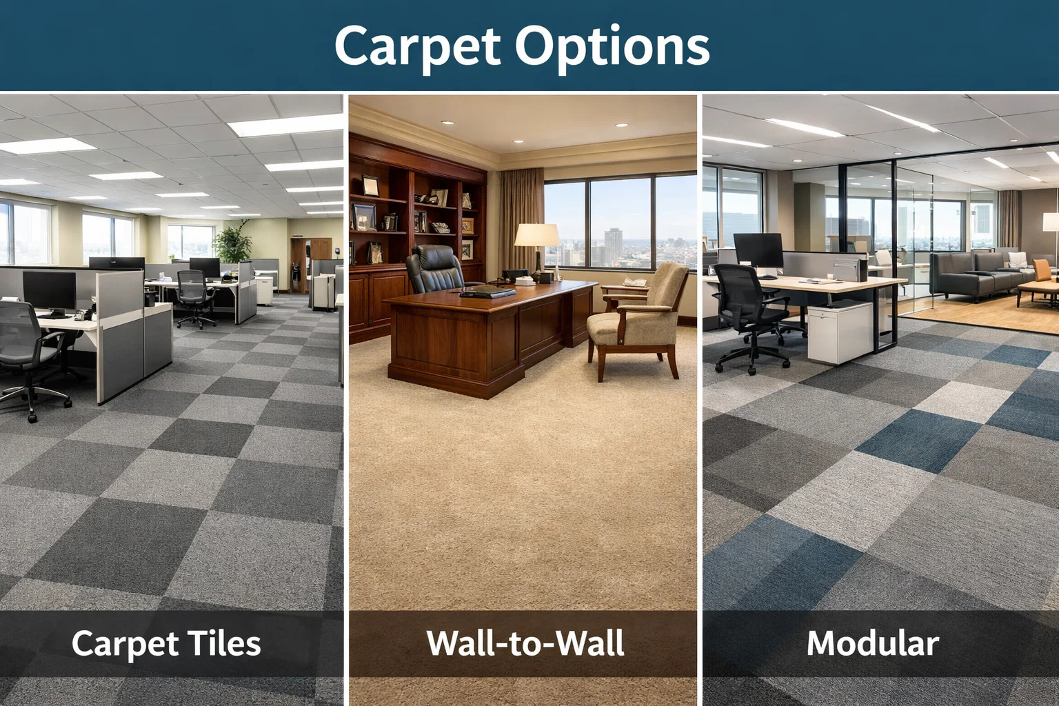 Office Carpet Options – Carpet Tiles, Wall-to-Wall & Modular