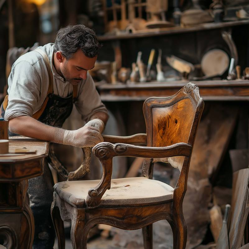Antique chair sanded before polishing