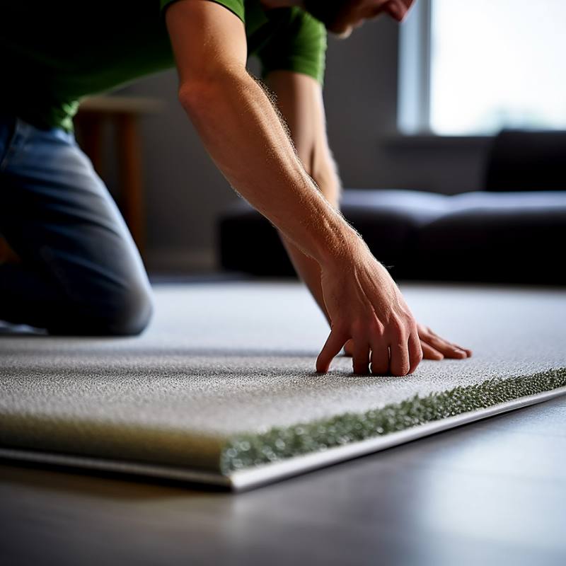 Carpet underlay laid before nylon carpet fitting