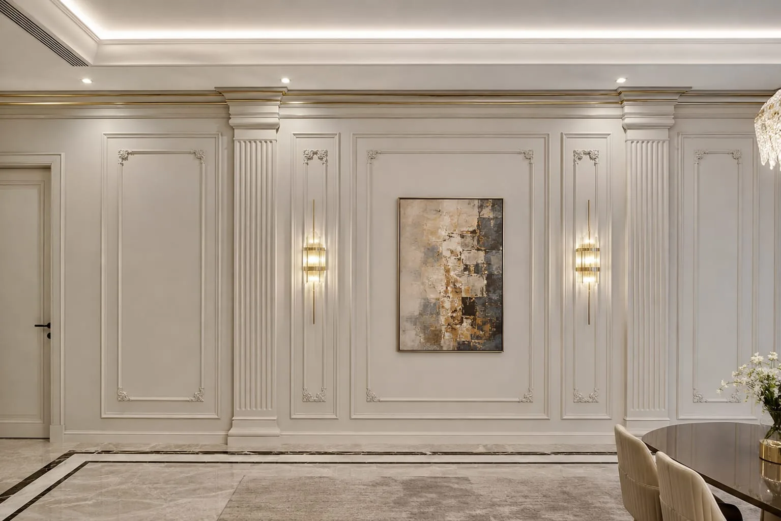 Classic wall molding for villa interior in Dubai