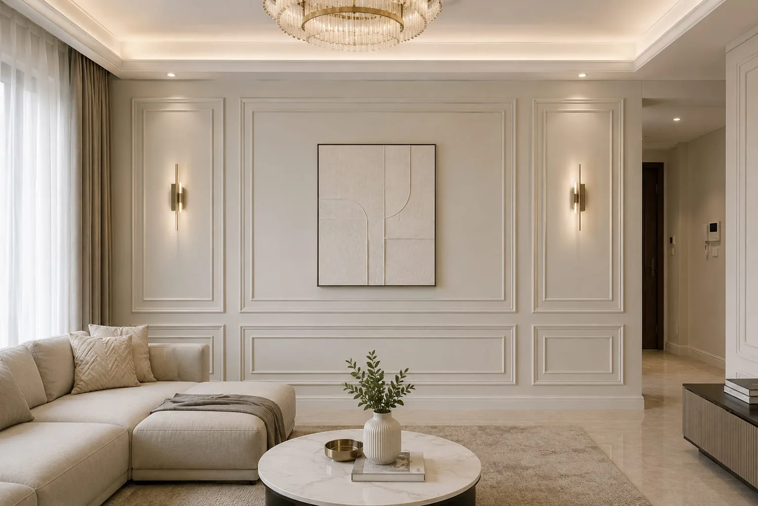 Modern wall molding for apartment interior in Dubai